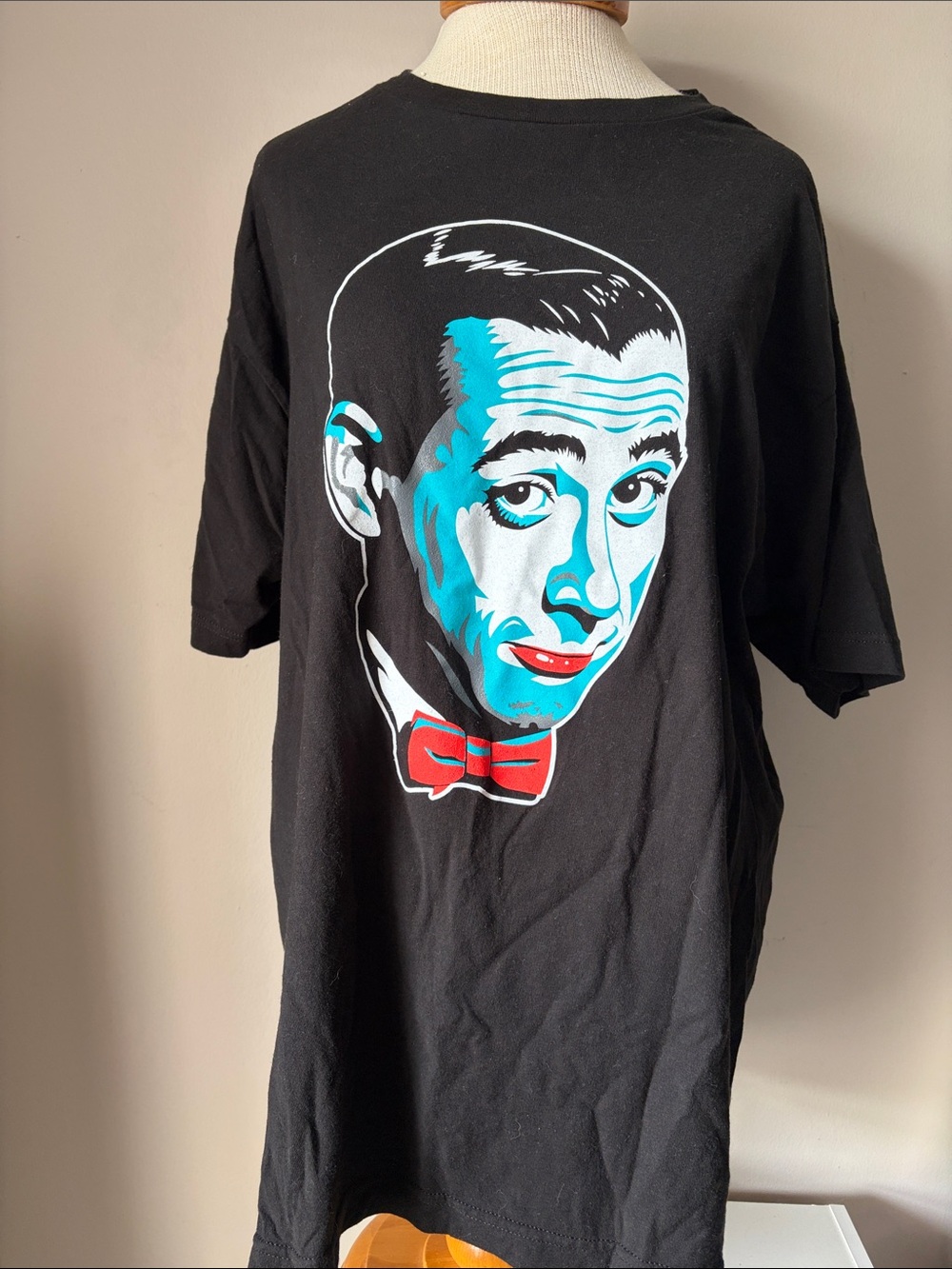 Pee Wee Tee Black Graphic Tee with Retro Pee Wee Herman  and Red Bow Tie